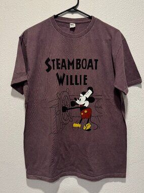Disney "Steamboat Willie" Mickey Mouse Shirt Vintage Style Graphic Tee